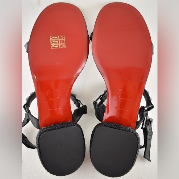 Christian Louboutin Pyrasand 30 Black Leather Block Heel Ankle Strap Sandal 35.5 - Picture 16 of 16